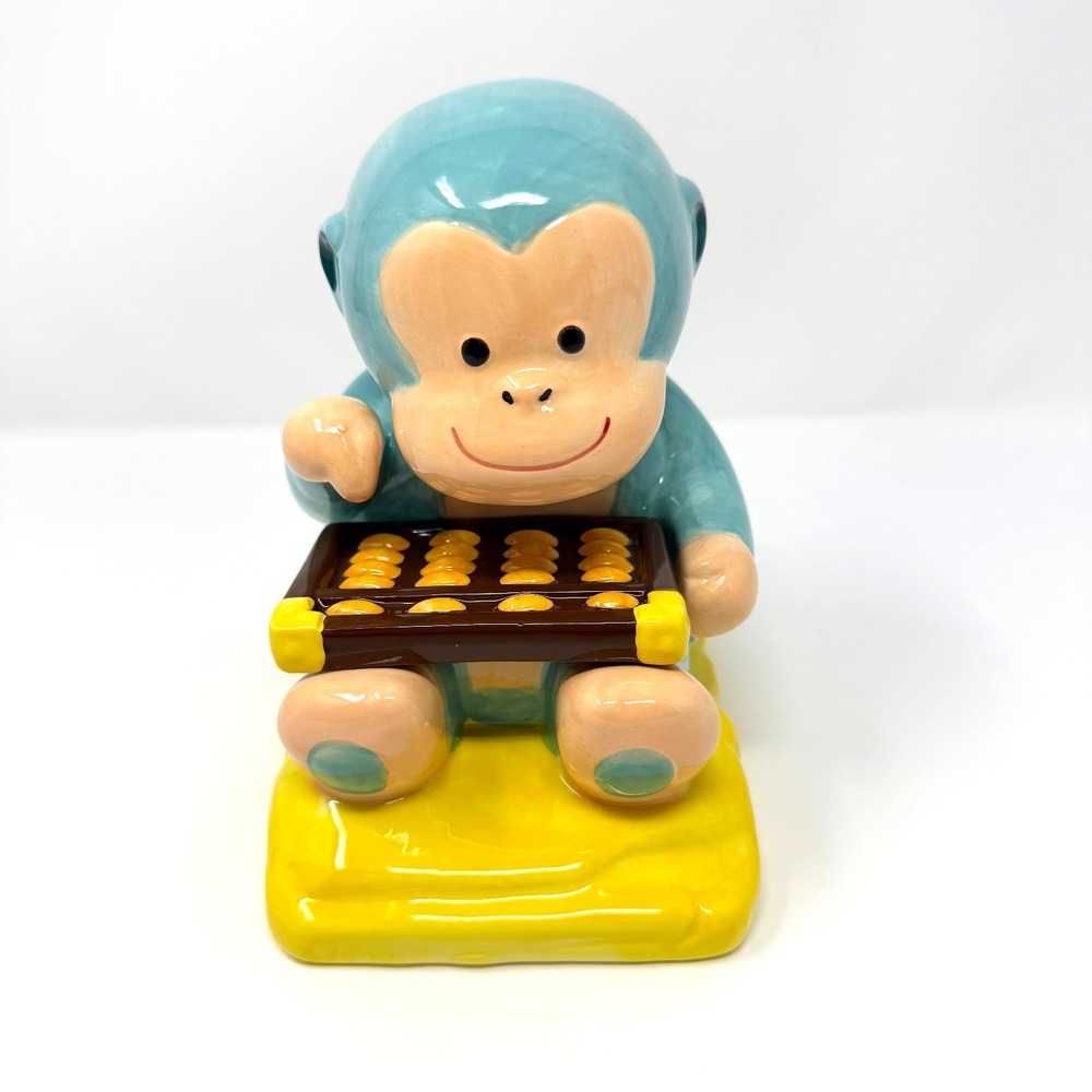 Wells‎ Fargo Monkey Coin Bank 2016 Year Of The Monkey Abacus Ceramic Blue